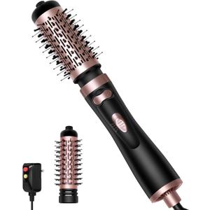 Rotating Hair Dryer Brush Round Hot Air Spin Brush Set with 2 Brushes (2" & 1.5"), Negative Ionic Blow Volumizer, 2 Detachable Auto-Rotating Curling Brush,Dry as You Style