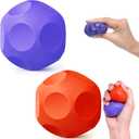 Sensory Stress Balls - Fidget Toys for Adults & Teen, Silicone Polyhedron Hand Therapy Ball with Beads Inside Relief Stress Squeeze Toy for Autism & ADHD, Office Desk Toy (Orange/Purple)