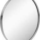 28-Inch Circle Wall Mounted Mirror - Brushed Nickel Silver Round Glass Panel, Deep Set Design, Stainless Steel Frame for Bathroom, Entryways, Living Rooms (28"L x 28"W)