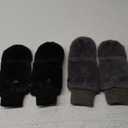 SATINIOR Faux Fur Mittens Fingerless Gloves Convertible Gloves Fluffy Winter Warm Soft Half Finger Fuzzy for Women (Black,Dark Gray)