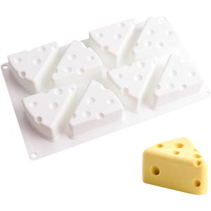Cheese Shape Silicone Mold, BPA Free 8 Cavities Food Grade Mould for Cheese Cake Mousse Cake Brownies Chocolate Cheese Ice Cream Soap 11.9''x7.1''x1.7''