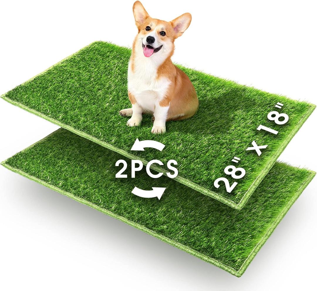 Hompet Dog Grass Pads, Puppy Turf Potty Training Pads, Artificial Turf for Dog Systems Replacement Grass Mats, Easy to Clean with Fast Drain Holes, Indoor/Outdoor Garden Lawn Patio Balcony 28"18"