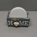 Queekay Coasters Set of 6 House Warming Gifts New Home Wooden Farmhouse Drink Coasters with Holder 4'' Funny Decoration for Kitchen Family Coffee Bar Tabletop Protection(White,Gray)