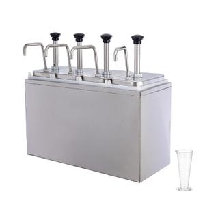 12.68 Quart Ketchup Pump Dispenser,Condiment Dispenser Pump,Large Capacity Detachable Leak-Proof Design for Sauce, Honey, Syrup,Soy Sauce,Mustard,Cheese (4 pumphead, 3.17 QT Each)