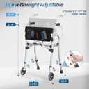 Narrow Walkers for Seniors with Seat, Lightweight Folding Space Saver Mobility Rolling Walker,Height Adjustable Standard Walker with Aluminum Frame, 5-inch Wheels, Compact Travel Walker (Silver)