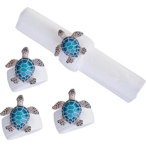 C&F Home Sea Turtle Nautical Coastal Decorative Tabletop Napkin Ring Set of 4 All Seasons Summer Sea Animal Kitchen Dining Dinner Table Dcor Decoration S/4 Blue