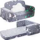 Foryoomi Extra Wide Kids Couch, 2-in-1 Soft Couch with Blanket, Glow in The Dark, Comfy Chair with Cloud Pillow, Convertible Sofa, Star