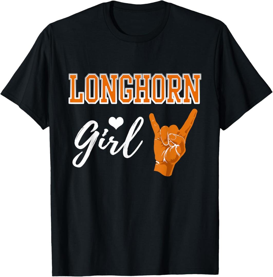 Longhorn Girl Heart Souvenir Gift for Women T-Shirt Size XS