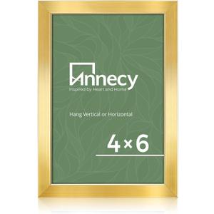 Annecy 4x6 Picture Frame Gold1 Pack, 4x6 Picture Frame for Wall or Desktop Decoration, Classic Gold Minimalist Style Suitable for Decorating Houses, Offices, Hotels