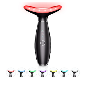 7 Color Neck Face Massager - Facial Massager Tool for Skin Care at Home, Vibrating Face Massager with Thermals, Galvanic Machines Black
