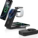 Wireless Charger for Apple Charging Station, Dual MagSafe Charger for iPhone 16 Pro Max/14/13/12/AirPods, 3 in 1 Foldable iPhone Charging Station, Watch Charger for Apple iWatch Series (for Travel)