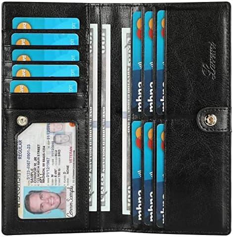 Lavemi Ultra Slim Thin Leather Women Wallet RFID Blocking Credit Card Holder Bifold Long Ladies Billfold