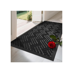 BEHERO Front Door Mat Indoor Outdoor Entrance, 36" x 24" Welcome Mat for Entryway, Stain and Fade Resistant, Heavy Duty Absorbent Door Mat, Non Slip Door Mats Outside, Entry Doormat, Black