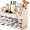 Drawer Cosmetic Organizer, Beauty Tool Display Box, Desktop Skin Care Organizer (cream color)