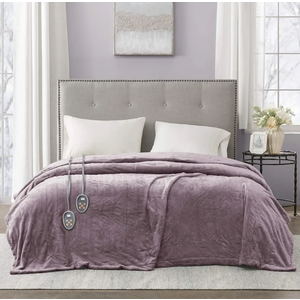Beautyrest Heated Plush Elect Electric Blanket with 20 Heat Level Setting Controllers Equip with Secure Comfort Technology and 10 Hours Auto Shut Off, King: 90x100, Lavender, BR54-0657