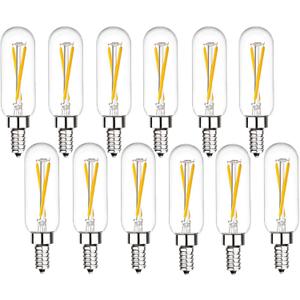 T6 LED Bulb 25watt E12 Modern Chandelier Bulbs E12 LED Edison Bulb 4000K Dimmable Candelabra Edison Bulb 2W T6 Tubular Bulb for Chandelier Ceiling Light, 12 Pack