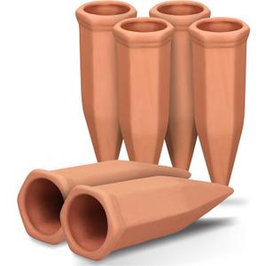 Soilagua Large Terracotta Plant Watering Spikes, Automatic Plant Waterer Outdoor | Indoor Use, Vacation Clay Watering Devices System, Slow Release Self Watering Planter Insert, 6 Pack