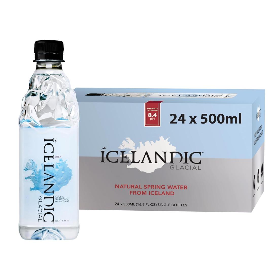 Icelandic Glacial Natural Spring Alkaline Water, 16.9 Fl Oz (Pack of 24), BB Jan 19 2028