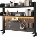 31.5in Clamp-on Desk pegboard Storage Rack with 2-Tier Storage