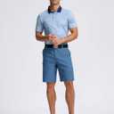 Pudolla Men's Casual Shorts 9 Inch Golf Shorts Stretch Dress Work Shorts for Men with 4 Pockets Quick Dry Lightweight (Slate Blue-9"-36)