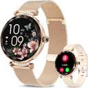 Smart Watches for Women Answer/Make Call, 1.19" AMOLED Smartwatch with Bluetooth for Android iOS Phones, IP68 Waterproof Fitness Tracker with Heart Rate SpO2 Sleep Monitor, Rose Gold