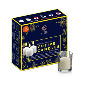 Candle Charisma Natural Ivory Unscented Votive Candles - 10 Hour Burn time - Set of 72 for Dinner, Wedding, Halloween and Holiday Decorations