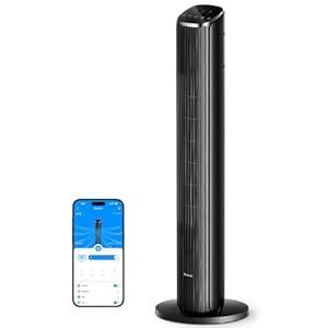 GoveeLife Black Tower Fan for Bedroom, 36" Smart Floor Fan with App/ Voice Control, Temperature Sensor, 5 Modes 8 Speeds(25ft/ s), 29dB Quiet Oscillating Fan for Office, 24H Timer, Auto Cooling