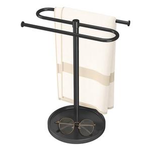 Towel Holder Stand, Stainless Steel Hand Towel Holder Rack for Bathroom Countertop, S-Shape Free Standing Towel Bar Holds 2 Towels for Kitchen Countertop, Black