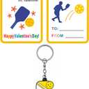 Pickleball Valentines Cards for Classroom Exchange Prizes 24 pcs Sports Valentines Keychains Gifts for School Pickleball