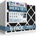 BNX TruFilter 16x20x1 MERV 12 Odor Defense (6-Pack) AC Furnace Air Filter with Activated Carbon - MADE IN USA - Pleated Air Conditioner HVAC AC Furnace Filters - Removes Odor, Mold, Bacteria, Smoke