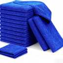 Premium Microfiber Detailing Absorbent Towels, 340 GSM Lint-Free Car Polishing Waxing Buffing Dry Towels for House, Kitchen, Car, Glass, Stainless Steel, Window, Boat Cleaner - 12 Pack (Blue)