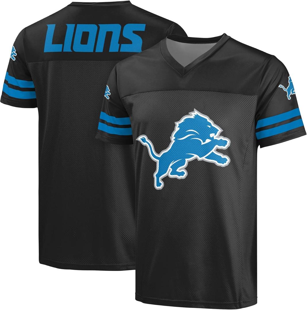 FOCO NFL Men's Officially Licensed Primary Logo Alternate Color Game Day Football V-Neck Top (XX-Large, Detroit Lions - Black)