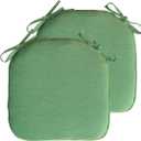 Outdoor Non Slip Chair Pad, Bistro U-Shaped Dining Chair Seat Cushions with Ties, 14x14 inch, Set of 2, (Deep Green)
