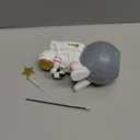 Astronaut Figurine Statue, Astronaut Fishing Star Figure Sculpture for Desktop & Tabletop Decor, Resin Spaceman Planet Desk Ornament for Outer Space Themed Bedroom Decor, Cake Topper Decoration Model