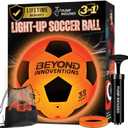 Light Up Soccer Ball - Soccer Gifts for Boys & Girls 8-15+ Year Old- Glow in the Dark Soccer Size 5 | Cool Birthday Gift Ideas for Kids/Teen | Included: Glow Band, Drawstring Bag & Ball Pump
