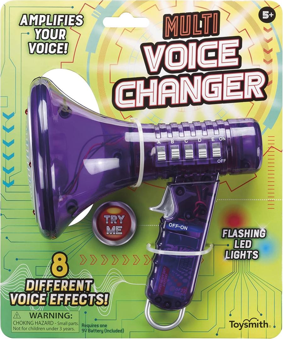 Toysmith Tech Gear Multi Voice Changer  Amplifies Voice with 8 Fun Effects, Fun Toy or Gift for Kids Ages 5+- Christmas Gifts, Stocking Stuffer, 6.5, Colors May Vary