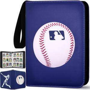 Baseball Card Binder 900 Pockets, 50 Sleeves Large Baseball Binder 3 Ring Zipper Trading Cards Holder 9 Pocket, Sport Collection Book Storage Organizer, Blue Album Folder Case Protector Collector Gift