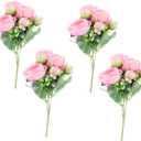 Garneck Natural Look Fake Peonies 4pcs Simulated Plastic Flowers for Wedding Bouquet (Pink)