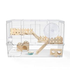 BUCATSTATE Hamster Cage Includes 8 in 1 Accessories, 3-Level Hamster Rat Cage and Habitats for Gerbil, Mice, Syrian Dwarf Hamster (24.4" L x 13.8" W x 16.9" H)