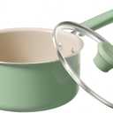 Redchef Ceramic Nonstick Saucepan with Lid, 2.5QT Small Cooking Pot, Non Toxic Sauce Pans for Kitchen, Cool Handle PFAS Free Compatible with All Cooktops, Green