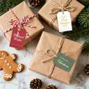 3 x Beautiful Christmas Gift Tags - 48-Pack Holiday Labels with 16.4ft Jute Twine, 8 Unique Designs Double-Sided with to/from Area, Paper Tags for Wrapping, DIY, Holiday Presents & Xmas Decorations