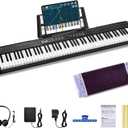 88 Key Digital Piano Beginner Electric Keyboard Piano, with Semi-Weighted Velocity-Sensitive Keys Dual 20W Speakers Bundle include Sustain Pedal, Carrying Bag, Sheet Music Stand, Earphone