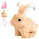 BCBU Bunby Realistic Rabbit Toy,
7''
Easter Realistic Rabbit Toys,Interactive Plush Bunny,Realistic Bunny Can Walk and Talk,Lifelike Movements, Hops,Twitches & Wiggles Ears,Handmade,Easter Gift(Pink)