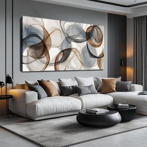 AOZEMI Abstract Art Wall Decor Light Blue Wall Art Brown Canvas Art Print Modern Large Artwork for Bedroom Bathroom Living Room Office 29"x 59"