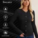 GRACE KARIN Knit Cardigan Sweaters for Women Long Sleeve Ribbed Button Up Sweater 2026 Spring Casual Jacket (Black, L)
