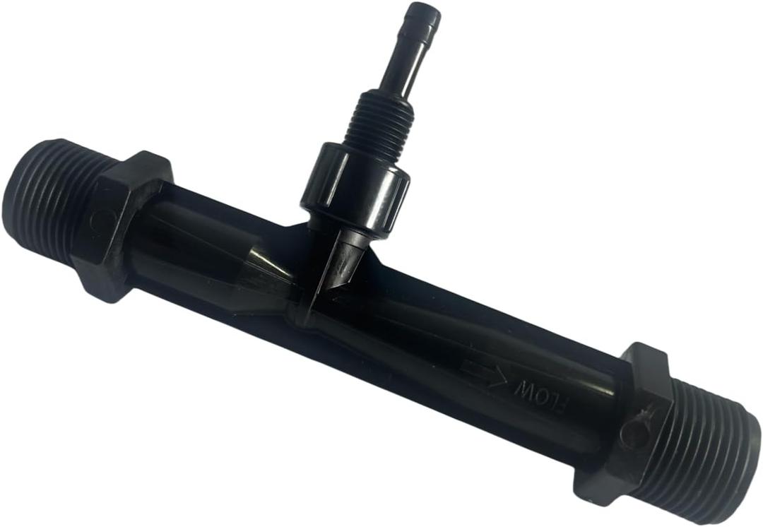 CBTLYSK Ozone Venturi Injector,Black PVDF Material 3/4" NPT Inlets/Outlets, 1/4" Ozone Injection Port, for Cold Plunge, Spa, Pool Circulation Pumps or Irrigation