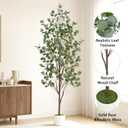 6FT Fake Eucalyptus Tree with Natural Wood Trunk, Artificial Eucalyptus Tree with Planter & Basket, Tall Faux Plant for Living Room Office Bedroom Indoor Outdoor Decor