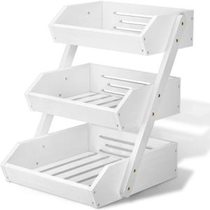 G.a HOMEFAVOR Fruit Basket for Kitchen, 3-Tier Fruit Bowl for Kitchen Counter, Vegetable Storage Stand for Fruit Shop, 15 mm Thickness (WHITE)