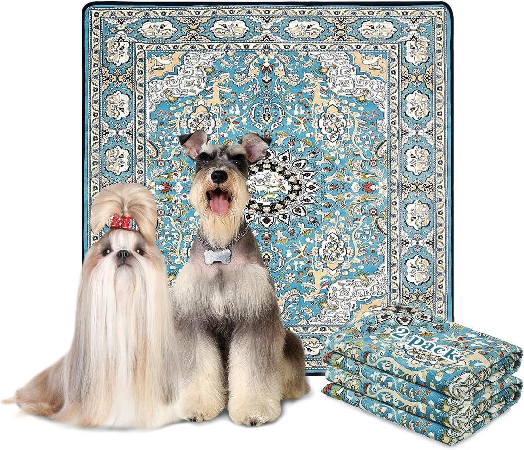 Qeils Washable Pee Pads for Dogs, 2 Pack Reusable 36"x36" Super Absorbent Leakproof Training Pads, Non-Slip Potty for Crate, Floor, Couch, Whelping Litter Mat Puppy Supplies