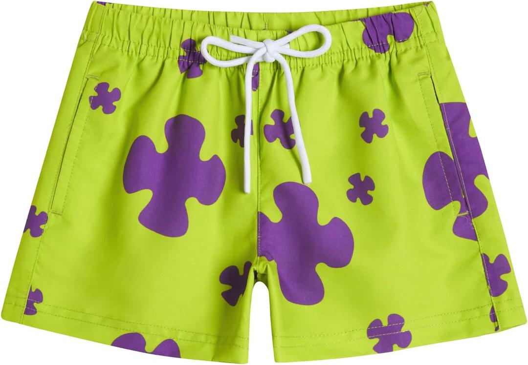 Boys Swim Trunks Toddler Swim Shorts Quick Dry Comfort Bathing Suit Sun Protection Swimwear with Pockets 2-16 Years (B3_flower / Neon)
